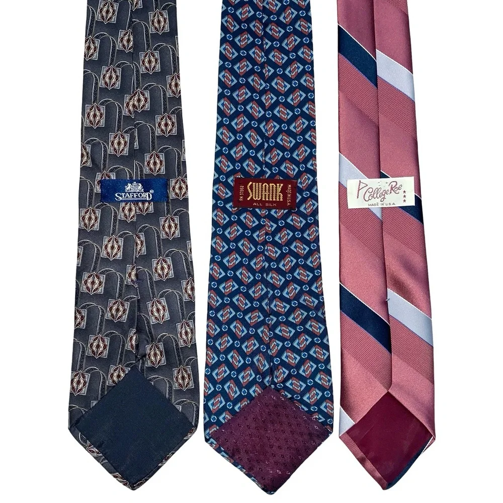 5 Vintage Silk Ties Jos A Bank College Roe Stafford Swank Italy Business Casual